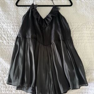 FP Black Ruffle V-Neck Romper